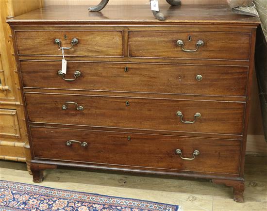 A George III mahogany five drawer chest. W.125cm